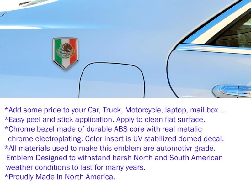 Car Chrome Decals علم المكسيك شعار المكسيك كروم سيارة ملصق ثلاثي الأبعاد شكل درع - Image 3
